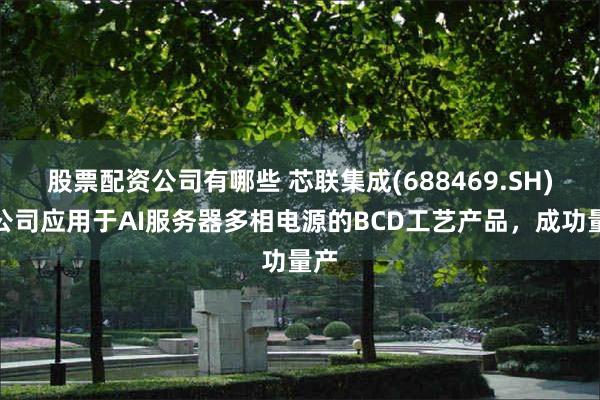 股票配资公司有哪些 芯联集成(688469.SH)：公司应用于AI服务器多相电源的BCD工艺产品，成功量产