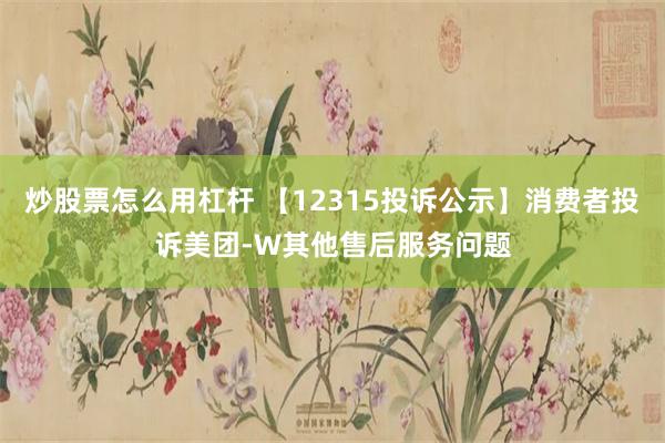 炒股票怎么用杠杆 【12315投诉公示】消费者投诉美团-W其他售后服务问题