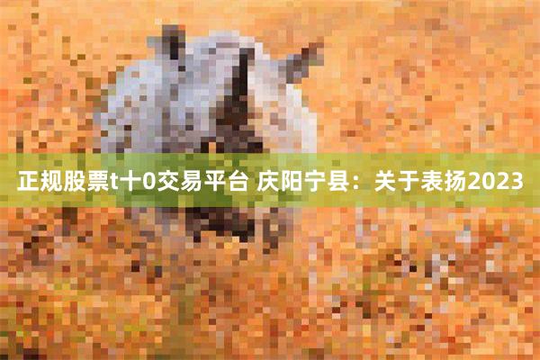 正规股票t十0交易平台 庆阳宁县：关于表扬2023